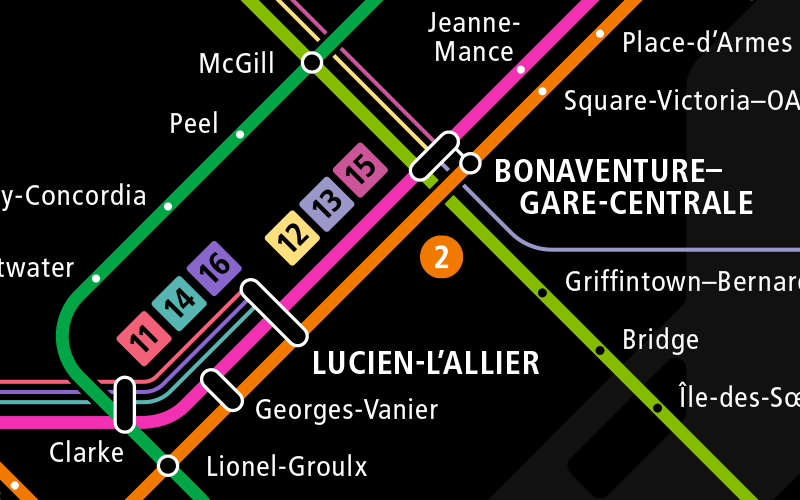 Carte futuriste du métro de Montréal